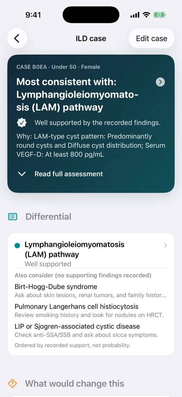 LAM case briefing with the cystic lung disease differential