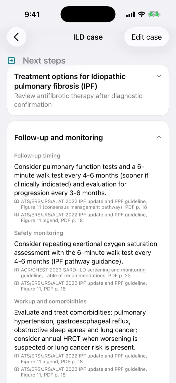 IPF case next steps with guideline citations